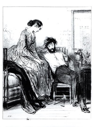 Ve vězení za dluh v Clichy, kolem 1830-40 (litho) (č/b foto) od Paul Gavarni