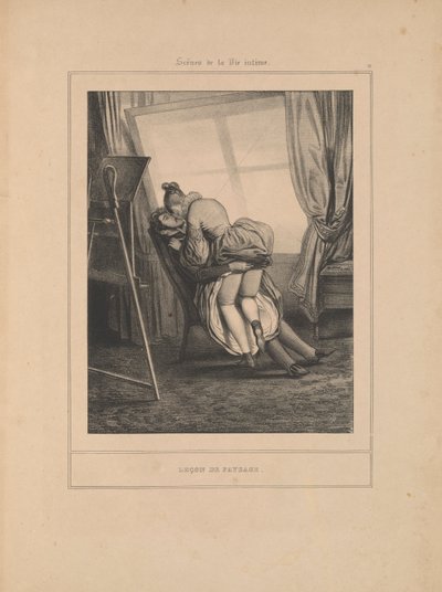 Le?on de paysage, ze série Scény intimního života od Paul Gavarni