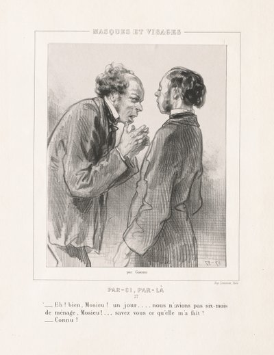 Masky a tváře: Tady, tam od Paul Gavarni
