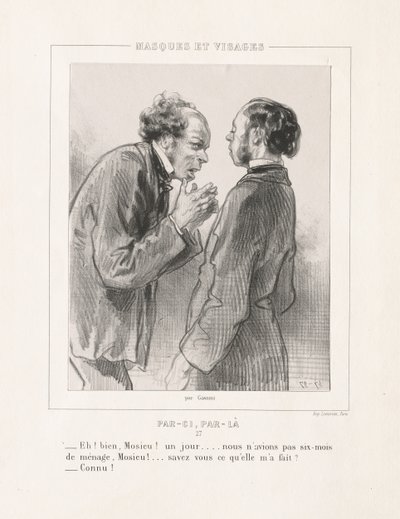 Masky a vizáže: Par-ci, Par-la, 50. léta 19. století. od Paul Gavarni