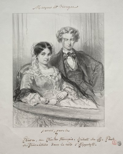 Masky a tváře: Paric, par-la: Phèdre v Théâtre-Francais..., 1857-1858. od Paul Gavarni