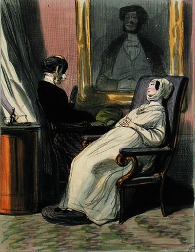Těhotná žena s matkou (barva litho) od Paul Gavarni