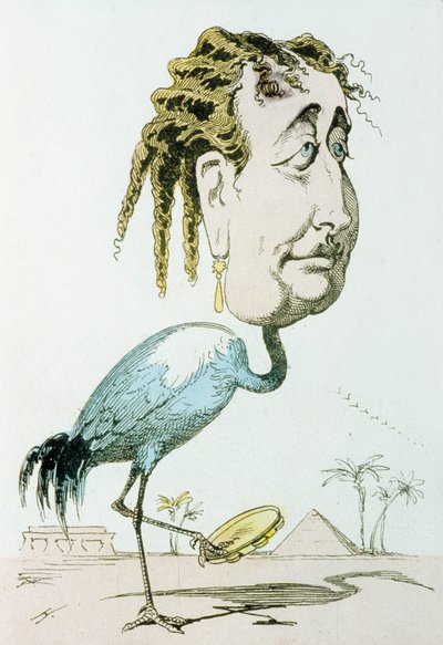 Císařovna Eugenie (1826-1920, rozená Eugenia Maria de Montijo de Guzman) manželka Napoleona III., zde jako jeřáb, karikatura Paula Hadola aka Whitea z "La menagerie imperiale" od Paul Hadol