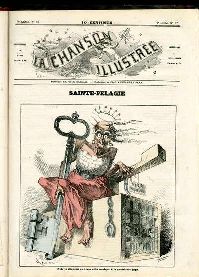 La Chanson illustree (časopis), číslo 52, Satirický v barvách: Pelagie - Republikán, Věznice, Sainte Pelagie - ilustrace Hadol (1835-1875) od Paul Hadol