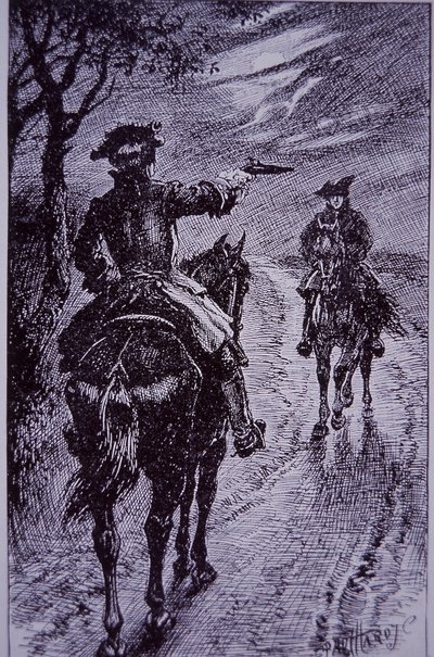 Dick Turpin se setkává s loupežníkem Tomem Kingem (rytina) od Paul Hardy