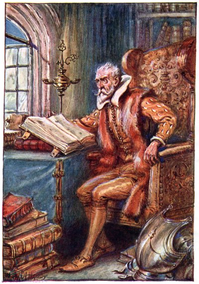 Svůj čas trávil čtením knih o potulování rytířů, ilustrací z 