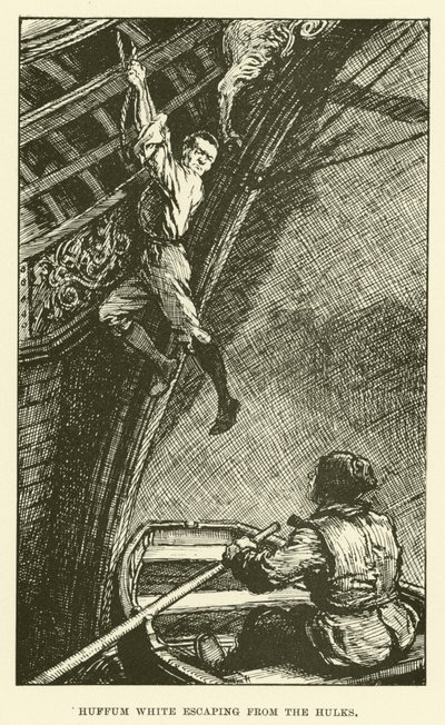 Huffum White Escaping from the Hulks (rytina) od Paul Hardy