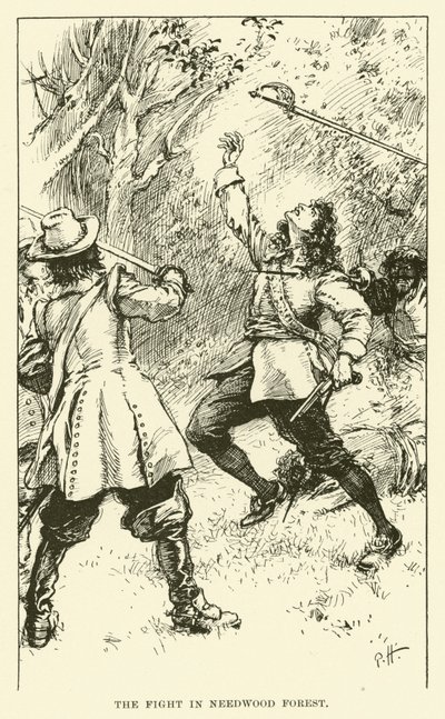 The Fight in Needwood Forest (rytina) od Paul Hardy