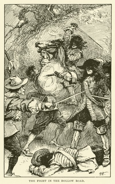 The Fight in the Hollow Road (rytina) od Paul Hardy