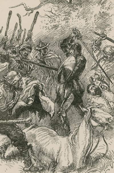 Yanguesané, vidouce, že je s nimi takto hrubě zacházeno, se pustili do svých pák a tyčí. od Paul Hardy