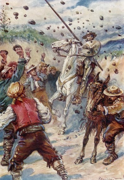 Zasypali Dona Quijota sprškou kamenů od Paul Hardy