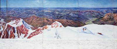 Panoramatický pohled na vrchol Pelvoux (sommet du Pelvoux) v Massif des Ecrins, Francouzské Alpy (fotohlubotisk) (viz také 404290) od Paul Helbronner