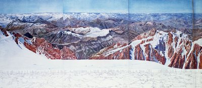 Panoramatický pohled na vrchol Pelvoux (sommet du Pelvoux) v Massif des Ecrins, Francouzské Alpy (fotohlubotisk) (viz také 404291) od Paul Helbronner