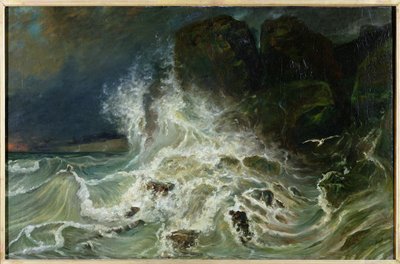 Breakers u Granville Point v Channel, 1853 od Paul Huet