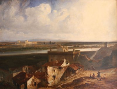 Celkový pohled na Avignon a Villeneuve-les-Avignon z pevnosti Saint-Andre od Paul Huet