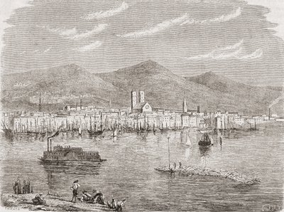 Montreal v 60. letech 19. století, vyryl Auguste Trichon (nar. 1814) od Paul Huet