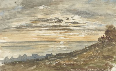 Zapadající slunce v Trouville od Paul Huet
