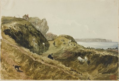 Útesy v Dieppe od Paul Huet
