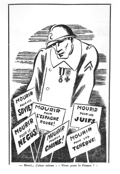 Karikatura z knihy "Je suis partout", cca 1935 (litografie) (čb foto) od Paul Iribe