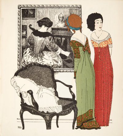 Dvoje empírové šaty z hospody Les Robes de Paul Poiret. 1908 (tisk šablony) od Paul Iribe