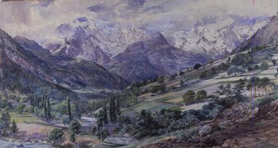 Výhled na Alpy (akvarel) od Paul Jacob Naftel