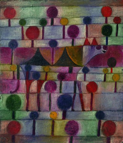 Velbloud v rytmické krajině stromů, 1920 od Paul Klee