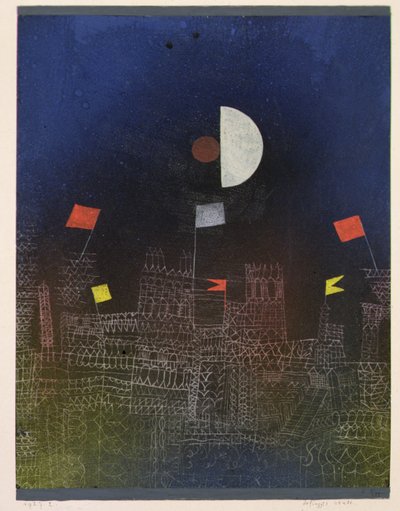 Město s vlajkami od Paul Klee