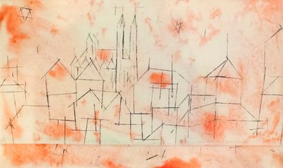 Město s gotickou katedrálou od Paul Klee