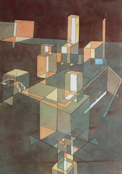 Italské město od Paula Klee (1879-1940), akvarel na papíře Ingres, 34x23 cm od Paul Klee