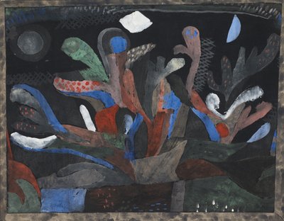 Obrázek zahrady v tmavých barvách Dunkelbuntes Gartenbild, 1923 od Paul Klee