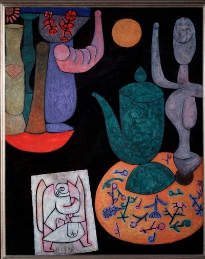 Zátiší na černém pozadí - malba od Paul Klee
