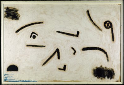 Bez názvu (znaky na černém pozadí), C.1940 (barva a lepidlo na papíře) od Paul Klee