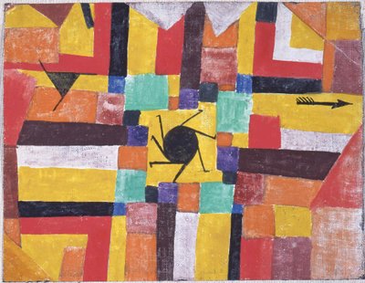 S rotujícím černým sluncem a šípem, 1919. od Paul Klee
