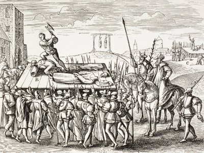 Propaganda z 16. století ilustrující tresty, které král Jindřich V. vydal proti anglickým katolíkům. od Paul Lacroix