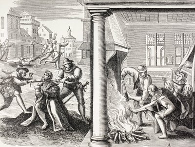 Propaganda 16. století ilustrující násilí francouzských hugenotů proti katolíkům. od Paul Lacroix