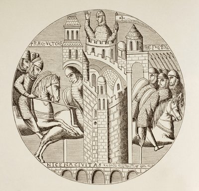 Dobytí turecké Nikáje křižáky v roce 1097. Podle okna v kostele opatství svatého Denise, které je nyní zničeno. od Paul Lacroix