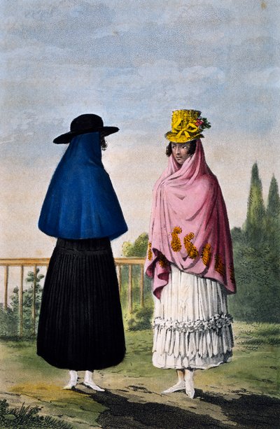 Mountain woman and plains woman, rytina Paul Legrand, Kolumbie od Paul Legrand