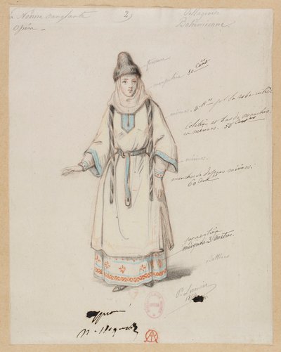 Gounod - Krvavá jeptiška - Čtyři kostýmní modely Paula Lormiera - 2. Český vesničan od Paul Lormier