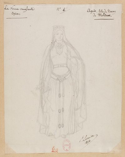 Gounod - Krvavá jeptiška - Čtyři kostýmní modely Paula Lormiera - 4. Agnes, dcera barona Moldawského od Paul Lormier