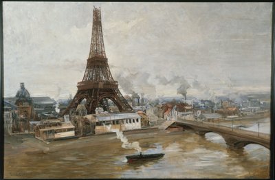 Eiffelova věž a díla na Světové výstavě v lednu 1889, v letech 1-1889 (olej na plátně) od Paul Louis Delance