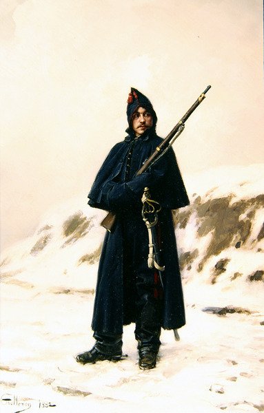 Voják ve sněhu od Paul Louis Narcisse Grolleron