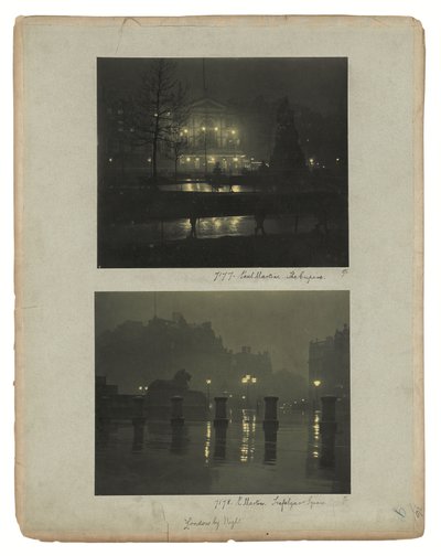 Londýn při světle plynu, asi 1896 (zeleně tónované karbonové tisky) od Paul Martin