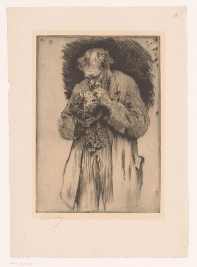 Portrét muže s přikrytým hrncem od Paul Mathey (signed by artist)