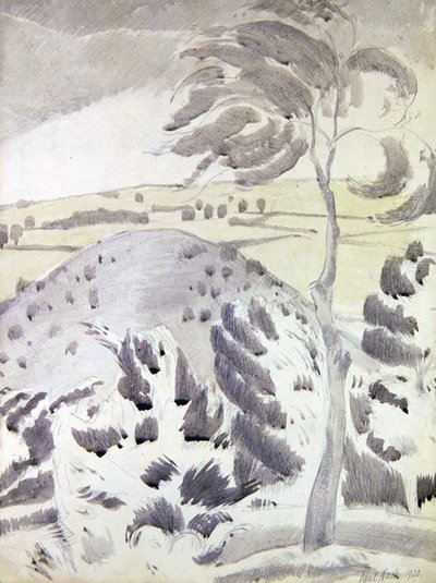 Kopec a strom od Paul Nash