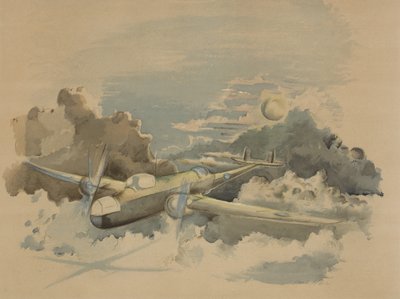 Cesta za měsíčního svitu, Hampden letící nad mraky od Paul Nash