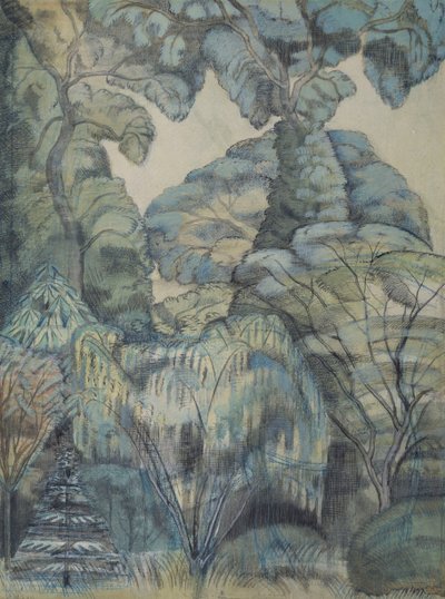 Stromy v Bird Garden, Iver Heath od Paul Nash