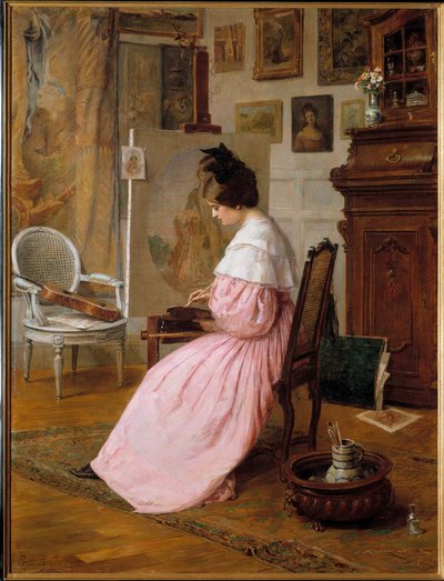 Umělec ve své dílně Painting by Paul Parfonry (19. století) Paříž, Galerie Garoche od Paul Parfonry
