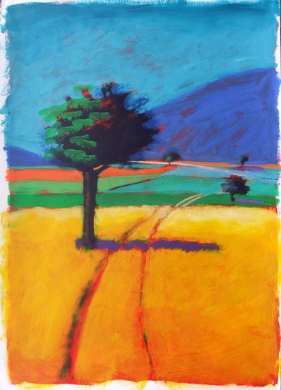 Blue Hill (akryl na kartě) od Paul Powis