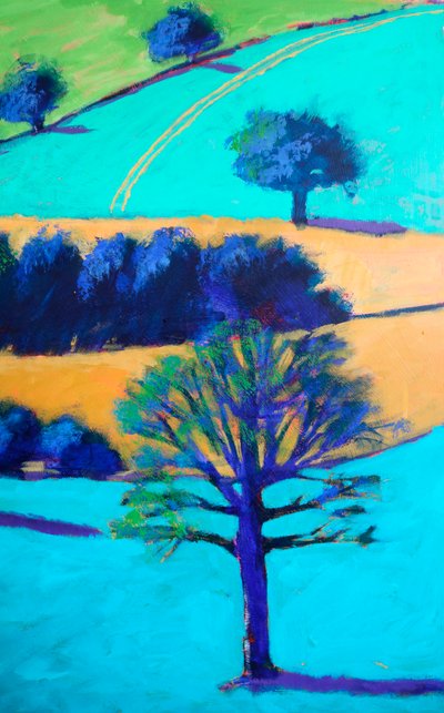 Cotswold Valley #3 (detail), 2024 (akryl na desce) od Paul Powis