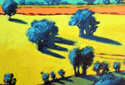 Cotswold Way zblízka 3 (akryl na desce) od Paul Powis